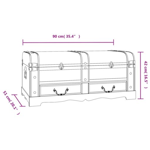 Treasure Chest Wood Black 90x51x42 cm - Image 7