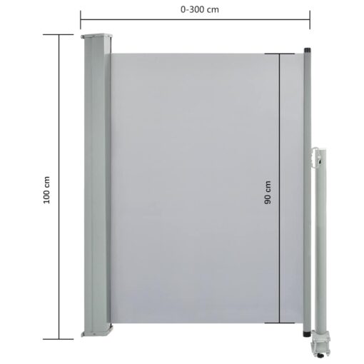 Patio Retractable Side Awning 100 x 300 cm Grey - Image 4
