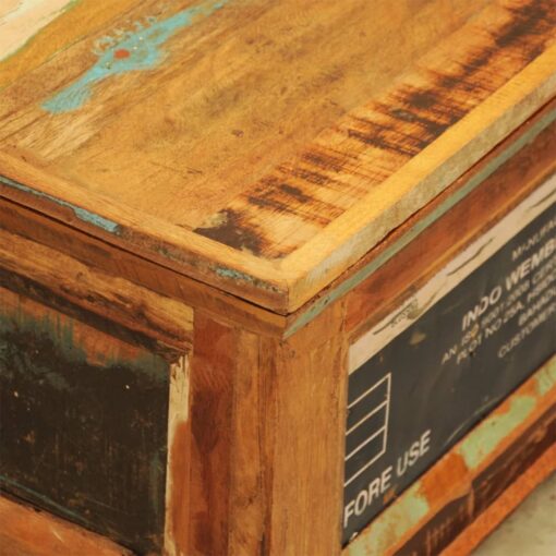 Coffee Table with Storage Vintage Reclaimed Wood - Image 4
