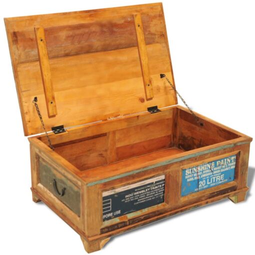 Coffee Table with Storage Vintage Reclaimed Wood - Image 7