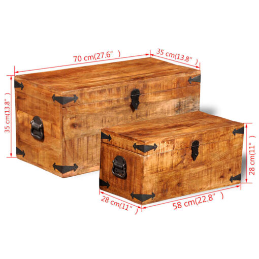 Storage Chest Set 2 Pieces Rough Mango Wood - Image 5