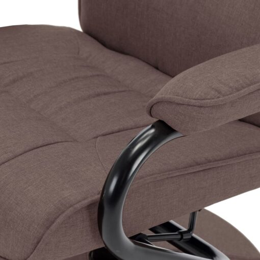 Recliner Chair with Footrest Brown Fabric - Image 4