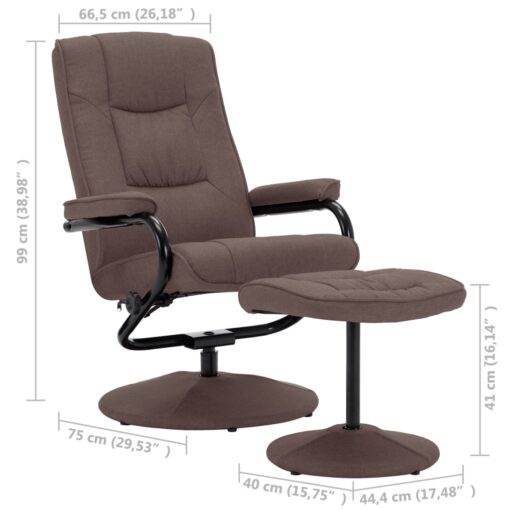 Recliner Chair with Footrest Brown Fabric - Image 5