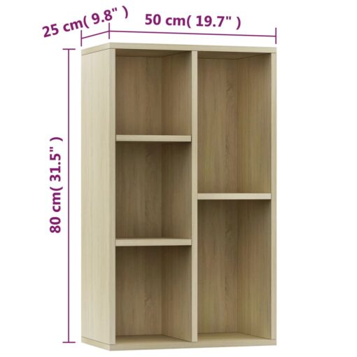 Book Cabinet/Sideboard Sonoma Oak 50x25x80 cm Engineered Wood - Image 7