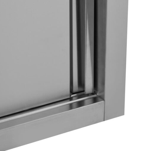 Kitchen Wall Cabinet with Sliding Doors 90x40x50 cm Stainless Steel - Image 5