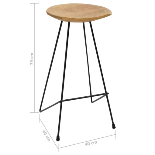 Bar Stools 2 pcs Solid Teak Wood - Image 4