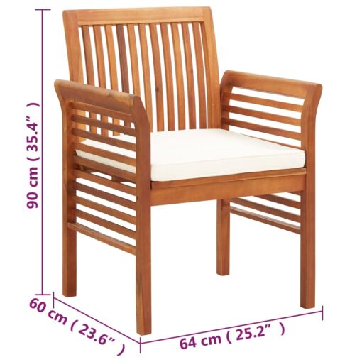 Garden Dining Chairs with Cushions 2 pcs Solid Acacia Wood - Image 5