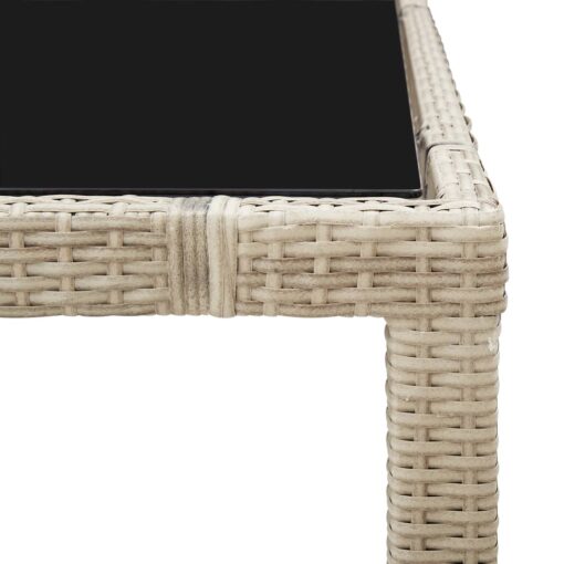 7 Piece Outdoor Dining Set with Cushions Poly Rattan Beige - Image 6