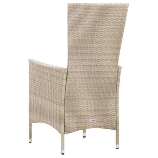 9 Piece Outdoor Dining Set with Cushions Poly Rattan Beige - Image 4