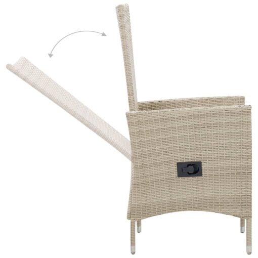 9 Piece Outdoor Dining Set with Cushions Poly Rattan Beige - Image 5