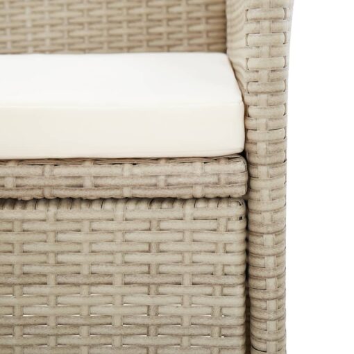 9 Piece Outdoor Dining Set with Cushions Poly Rattan Beige - Image 7