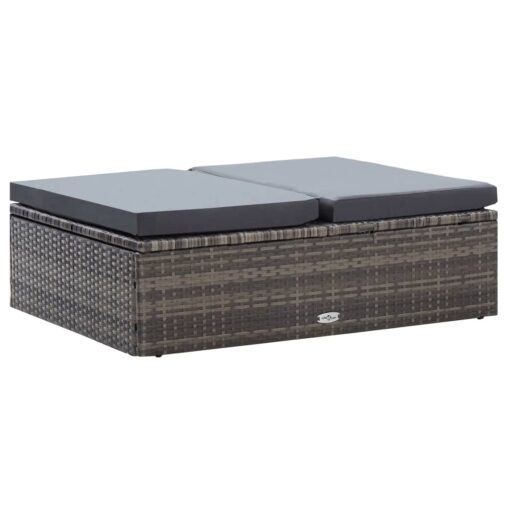 vidaXL 2 Piece Garden Lounge Set with Cushions Poly Rattan Grey - Image 4