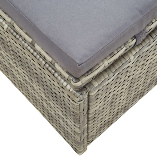 Sunbed with Cushion Grey Poly Rattan - Image 4