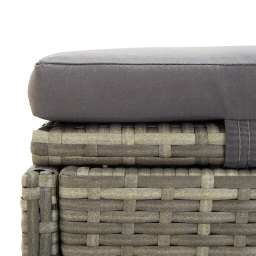 Sunbed with Cushion Grey Poly Rattan - Image 5