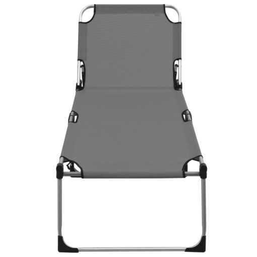 Extra High Folding Senior Sunbed Grey Aluminium - Image 5