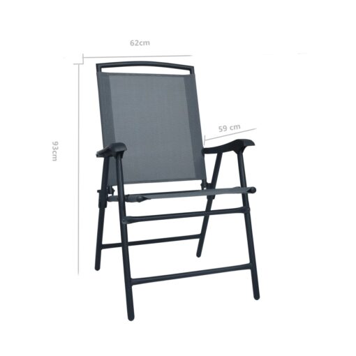 Folding Garden Chairs 2 pcs Texilene Grey - Image 6