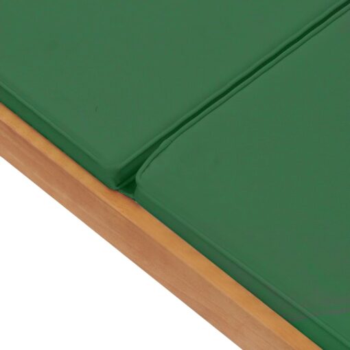 Sun Lounger with Cushion Solid Teak Wood Green - Image 5