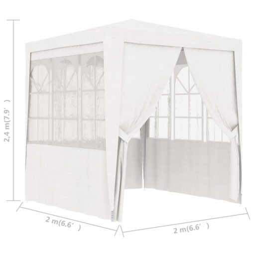Professional Party Tent with Side Walls 2x2 m White 90 g/m² - Image 5