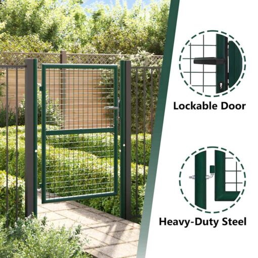 Fence Gate Steel 100x125 cm Green - Image 4