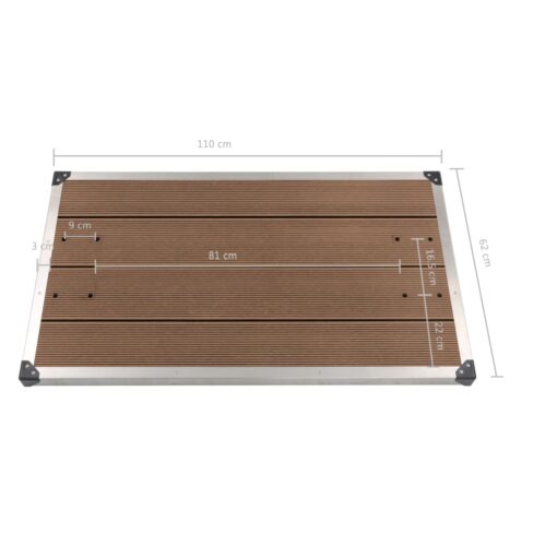 Outdoor Shower Tray WPC Stainless Steel 110x62 cm Brown - Image 5