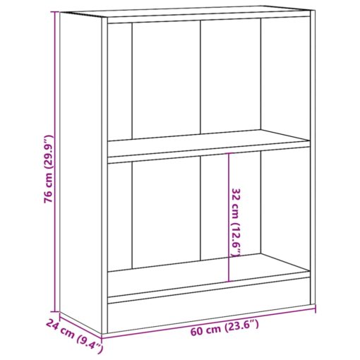 Bookshelf White 60x24x76 cm Engineered Wood - Image 6
