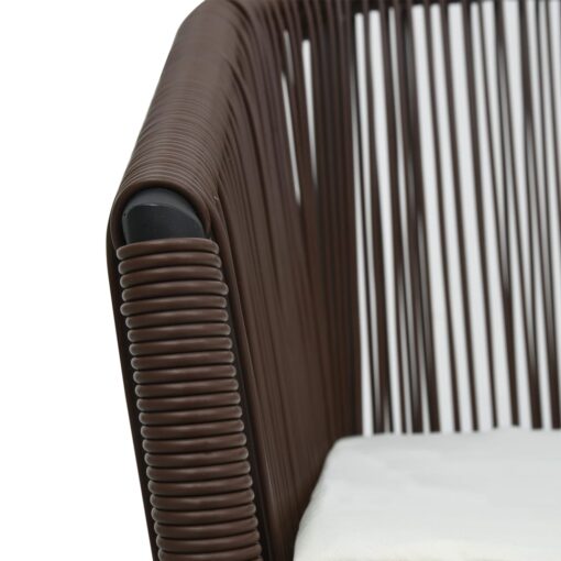 3 Piece Bistro Set with Cushions PE Rattan Brown - Image 5