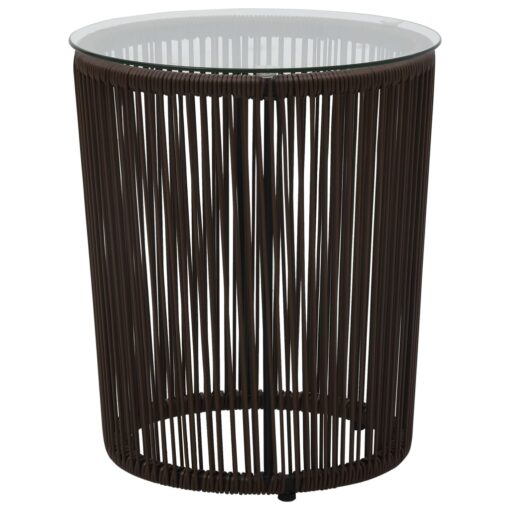 3 Piece Bistro Set with Cushions PE Rattan Brown - Image 6