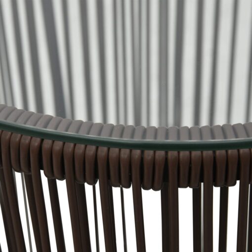 3 Piece Bistro Set with Cushions PE Rattan Brown - Image 7