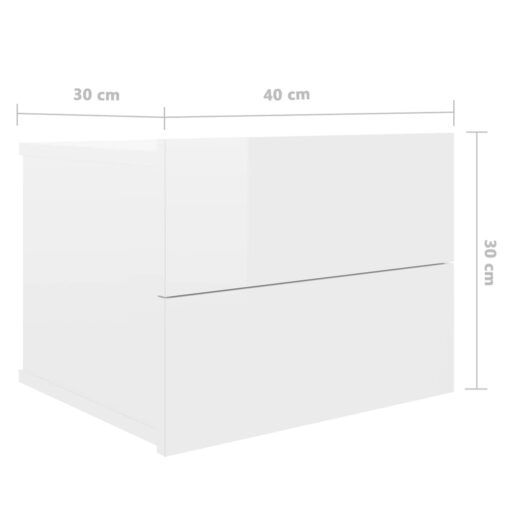 Bedside Cabinets 2 pcs High Gloss White 40x30x30 cm Engineered Wood - Image 4
