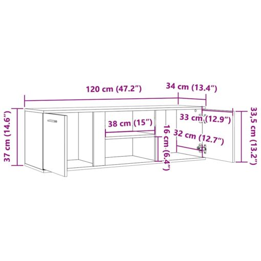 TV Cabinet White 120x34x37 cm Engineered Wood - Image 5