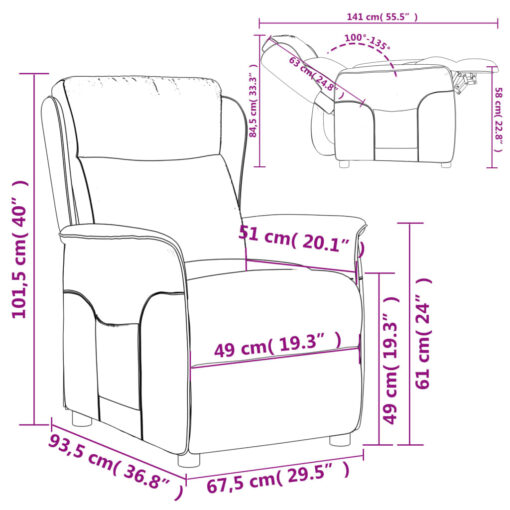 Recliner Chair Wine Red Fabric - Image 4