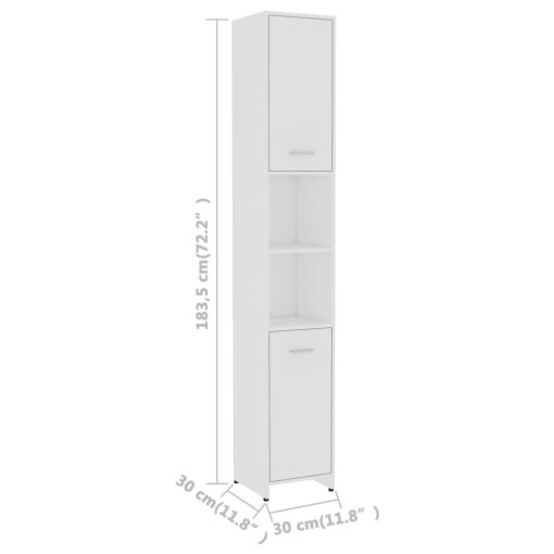 Bathroom Cabinet White 30x30x183.5 cm Engineered Wood - Image 5