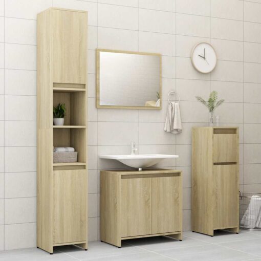 Bathroom Cabinet Sonoma Oak 60x33x61 cm Engineered Wood - Image 6
