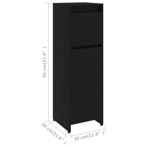 Bathroom Cabinet Black 30x30x95 cm Engineered Wood - Image 5