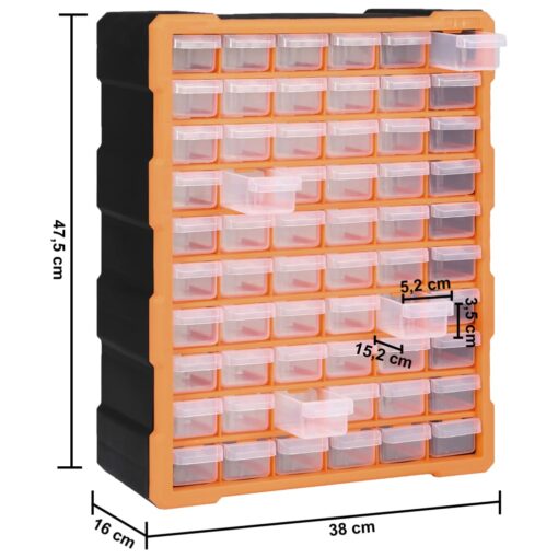 Multi-drawer Organiser with 60 Drawers 38x16x47.5 cm - Image 6