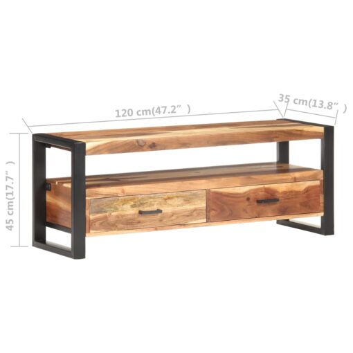 TV Cabinet 120x35x45 cm Solid Wood with Honey Finish - Image 4