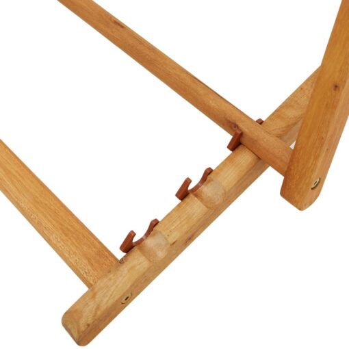 Folding Beach Chair Solid Eucalyptus Wood and Fabric Black - Image 5