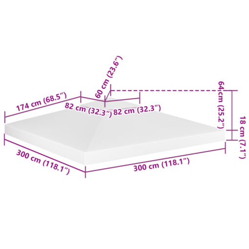 2-Tier Gazebo Top Cover 310 g/m² 3x3 m White - Image 4
