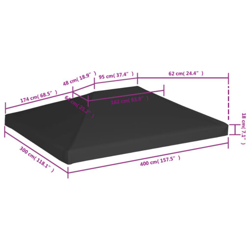Gazebo Top Cover 270 g/m² 4x3 m Black - Image 5