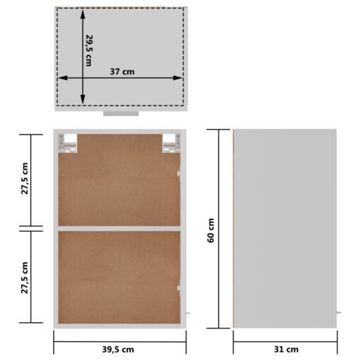 Hanging Cabinet White 39.5x31x60 cm Engineered Wood - Image 6
