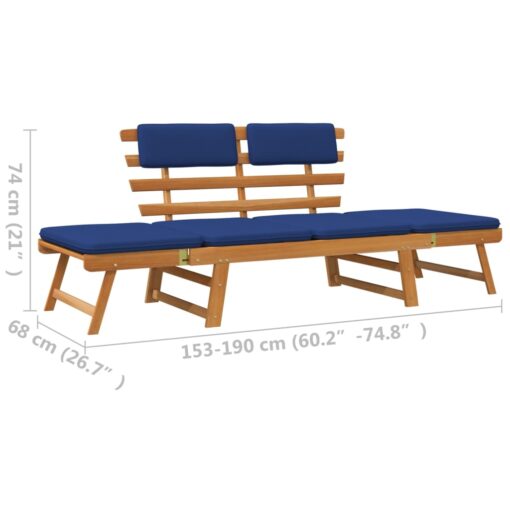Garden Bench with Cushions 2-in-1 190 cm Solid Acacia Wood - Image 5
