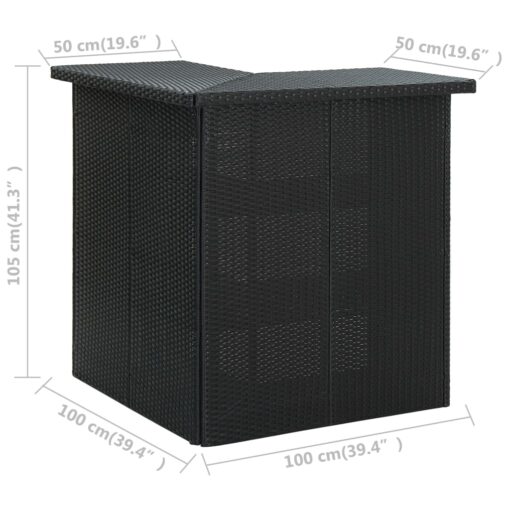 Corner Bar Table Black 100x50x105 cm Poly Rattan - Image 4