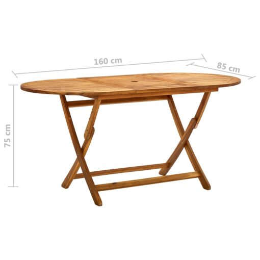 Folding Garden Table 160x85x75 cm Solid Acacia Wood - Image 4