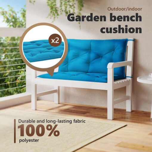 Garden Bench Cushion Light Blue 100x(50+50)x7cm Oxford Fabric - Image 4