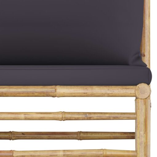 6 Piece Garden Lounge Set with Dark Grey Cushions Bamboo - Image 5