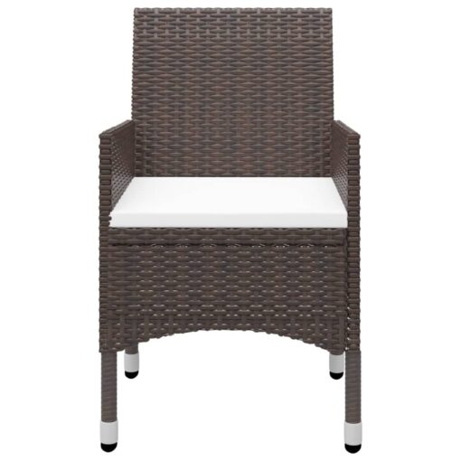 3 Piece Garden Dining Set Brown Poly Rattan and Glass - Image 5
