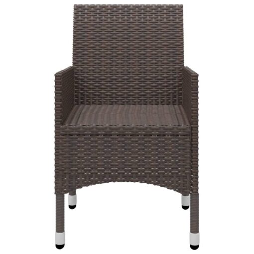3 Piece Garden Dining Set Brown Poly Rattan and Glass - Image 6