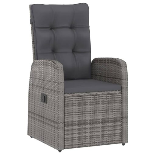 7 Piece Outdoor Dining Set with Cushions Poly Rattan Grey - Image 4