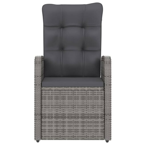 7 Piece Outdoor Dining Set with Cushions Poly Rattan Grey - Image 5