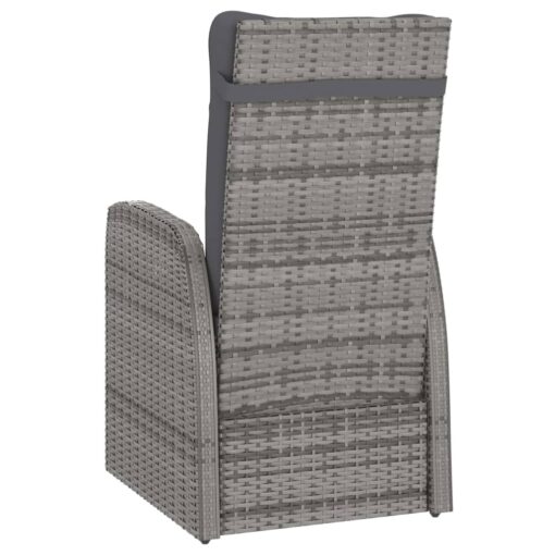 7 Piece Outdoor Dining Set with Cushions Poly Rattan Grey - Image 7